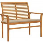 vidaXL Zahradní lavice s béžovou poduškou 112 cm masivní teak 3062667] – Sleviste.cz