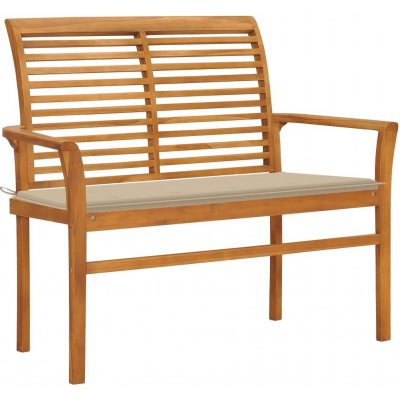 vidaXL Zahradní lavice s béžovou poduškou 112 cm masivní teak 3062667] – Sleviste.cz