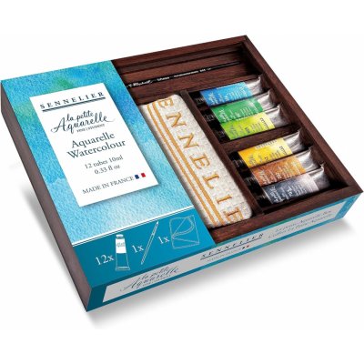Sennelier sada akvarelových barev a příslušenství v dřevěném boxu, 12 x 10 ml – Hledejceny.cz