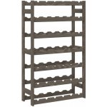 vidaXL Stojan na víno na 42 lahví šedý z masivního borovicového dřeva – Zboží Mobilmania