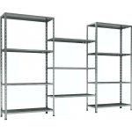 Kovový regál TKT Home System 150 x 225 x 30 cm / 11 polic / nosnost 30 kg/police / stříbrná – Zboží Dáma