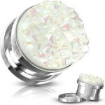 Šperky4U oelový plug do ucha bílé krystaly PL01244-08 – Sleviste.cz