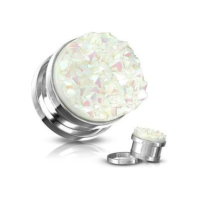 Šperky4U oelový plug do ucha bílé krystaly PL01244-08 – Sleviste.cz