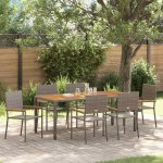 Omaxi 455307 Zahradní jídelní souprava 7 pcs Šedá 190 x 90 x 75 cm polyratan – Hledejceny.cz