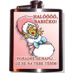 Plechová placatka Babičko napij se