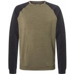 merino mikina Signature Contrast Crew olive night melange/jet black melange – Zboží Mobilmania