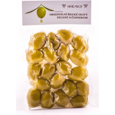 Hermes Zelené olivy s česnekem 150 g – Sleviste.cz