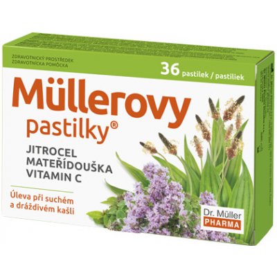Dr. Müller Müllerovy pastilky s jitrocelem a mateřídouškou 36 ks – Hledejceny.cz