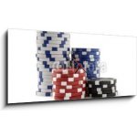 Obraz s hodinami 1D panorama - 120 x 50 cm - Casino Chips, Poker Chips Kasinové čipy, pokerové žetony – Hledejceny.cz