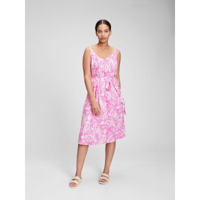 GAP šaty tropical midi na ramínka růžová