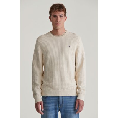 Gant Cotton Textured C-neck bílá – Hledejceny.cz