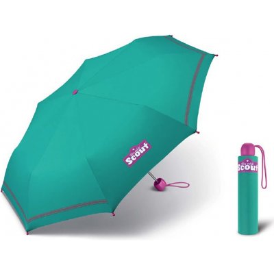 Scout Basic skládací deštník s reflexním proužkem zelený