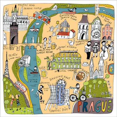 Pohlednice - mapa Prahy – Zboží Mobilmania