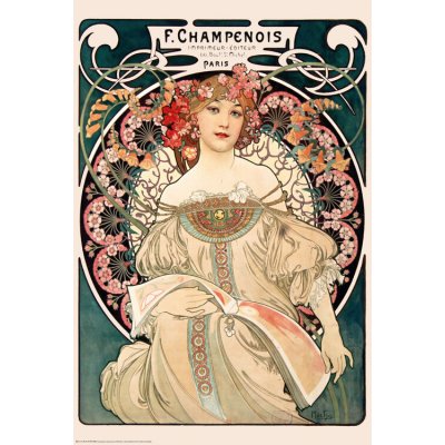 Plakát, Obraz - F. Champenois, Alfons Mucha, 61 × 91.5 cm – Zboží Dáma