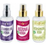 Purity Vision Květinová růžová voda s regeneračním účinkem 100 ml + jemná čisticí voda s heřmánkem 100 ml + zklidňující levandulová voda 100 ml dárková sada – Sleviste.cz