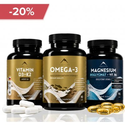 Hrotlife Balíček: Vitamín D3+K2 90 kapslí + Omega-3 90 kapslí + Magnesium bisglycinát 90 kapslí – Hledejceny.cz