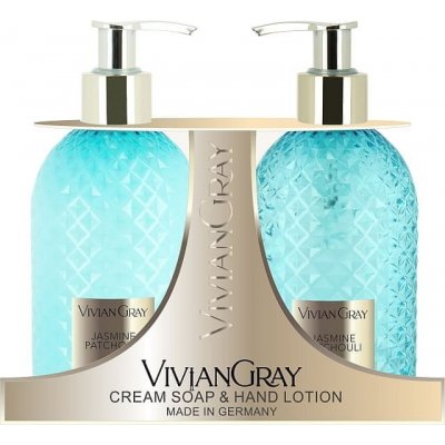 Vivian Gray Jasmine Patchouli krémové tekuté mýdlo na ruce 300 ml + hydratační krém na ruce 300 ml dárková sada