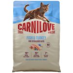 CARNILOVE TRUE FRESH CAT DRY FISH & TURKEY FOR STERILISED ADULT ALL BREEDS 2 kg – Hledejceny.cz
