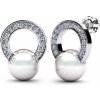 Náušnice Couple Elegantní perlové náušnice Fancy v bílém zlatě se zirkony 4585026-0-0-91
