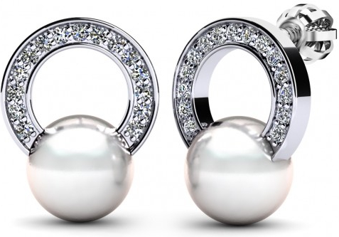 Couple Elegantní perlové náušnice Fancy v bílém zlatě se zirkony 4585026-0-0-91