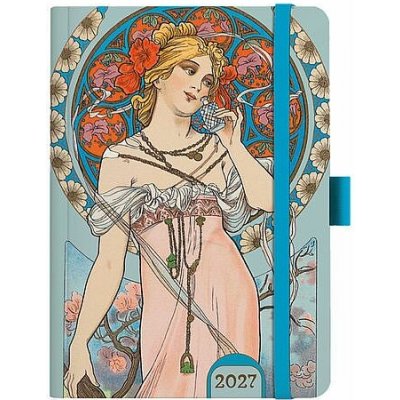 Oskar Alfons Mucha A5 týdenní 2027 Modrý – Zboží Živě