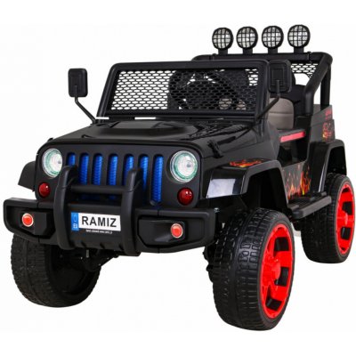 Ramiz Jeep Raptor 4x4 kožená sedačka 2 místné černá s plameny