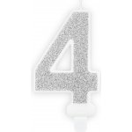 PartyDeco Narozeninová svíčka 4 stříbrná stříbrná 7 cm – Zboží Dáma PartyDeco Narozeninová svíčka 4 stříbrná stříbrná 7 cm – Zboží Dáma