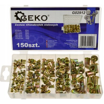 GEKO G02912 Sada ocelových nýtovacích matic 150 ks – Zboží Mobilmania
