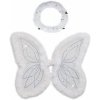 Dětský karnevalový kostým R-kontakt Bílá křídla a svatozář anděla se stříbrným glitrem a marabu vel.