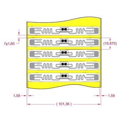 UHF RFID tag, ALN-9840-WRC Squiggle Higgs-EC, 12mm x 98mm, průsvitná, samolepící – Zboží Živě