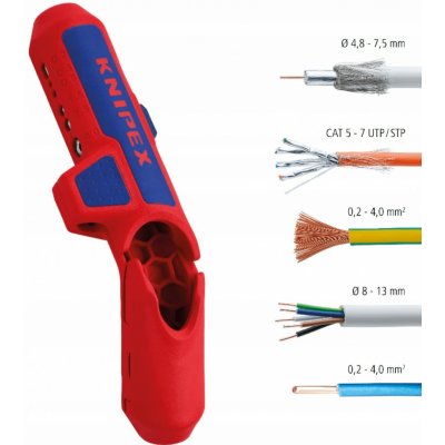 Knipex 16 95 01 SB - odizolovací pro kabely kruhového průřezu pr. 8,0-13,0 mm, plastové pouzdro, ErgoStrip – Sleviste.cz