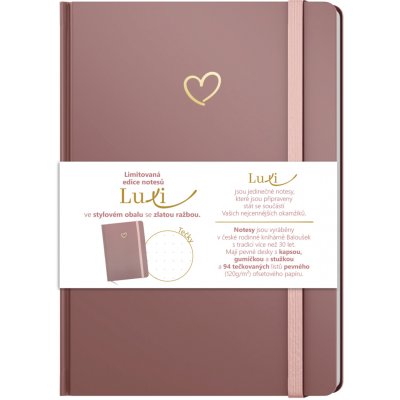 Notes Luxi tečky A5 lamino starorůžová – Zboží Mobilmania
