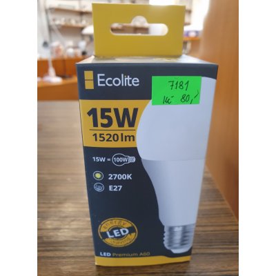 Ecolite LED žárovka E27 15W Teplá bílá – Zboží Mobilmania