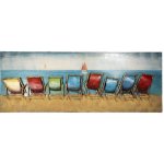 Nástěnný kovový obraz Plážová křesla – 160x7x60 cm – Zboží Dáma