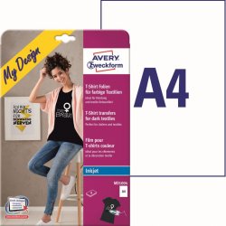 Avery Zweckform MD1004 Nažehlovací fólie pro Inkjet 8 x A4 na tmavý a barevný textil