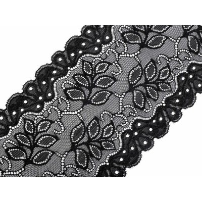 Elastická krajka / vsadka / běhoun šíře 16 cm Varianta: 3 černá, Balení: 1 m 40165/103521/179732 – Sleviste.cz