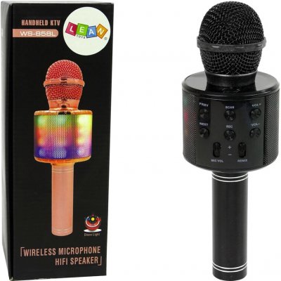 Bezdrátový karaoke mikrofon s reproduktorem a LED světly černý – Zboží Dáma
