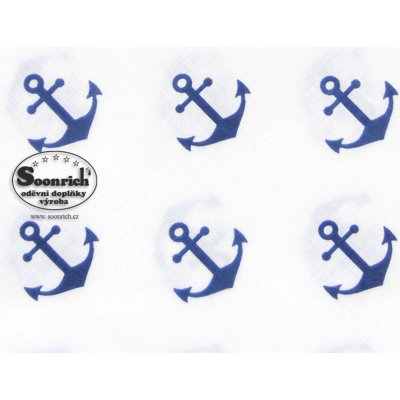 Soonrich látka na patchwork modré kotvy na bílé ptw250 – Sleviste.cz