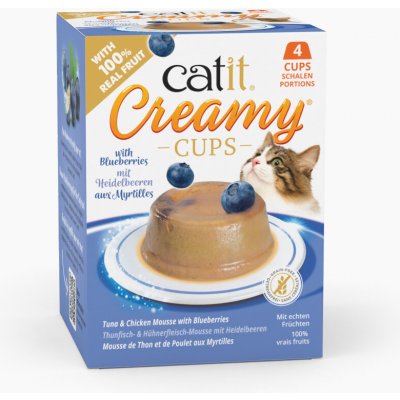 Catit Creamy Cups tuňák a kuře s borůvkami 4 x 25 g – Hledejceny.cz