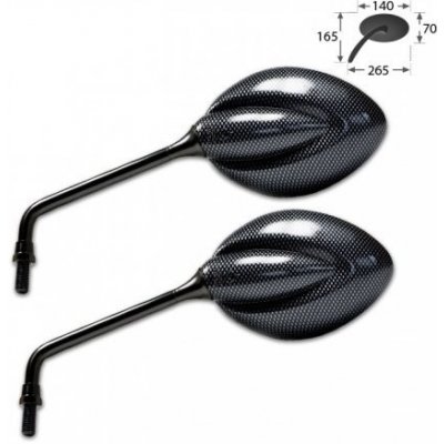 Zrcátka na motorku STRATO, plastová univerzální, karbonová zrcátka se závitem M8 - 2x pravý | Zboží Auto