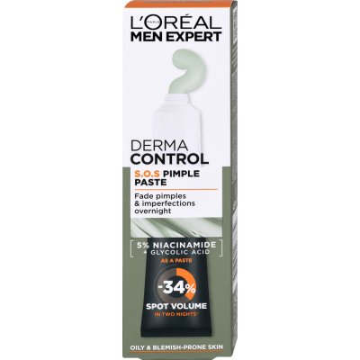 L'Oréal Paris Men Expert Derma Control S.O.S Pimple Paste lokální pasta na pupínky a čisticí pleťová maska 2v1 45 ml – Zboží Dáma