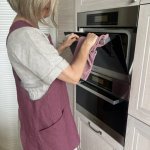 Aesthetic Lněná zástěra šatová s kapsami Šeříková – Zboží Dáma