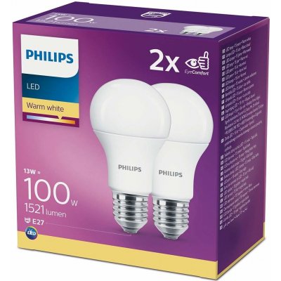 Philips LED žárovka klasik, 13W, E27, teplá bílá, 2ks – Zboží Mobilmania