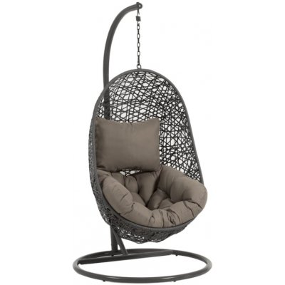 Kave Home Florina závěsné křeslo z umělého ratanu s tmavě šedou konstrukcí šedé – Zboží Mobilmania