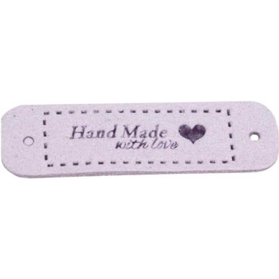 Pro Háčkování Hand Made koženková cedulka se srdíčkem 15x55 mm světle fialová – Zboží Dáma