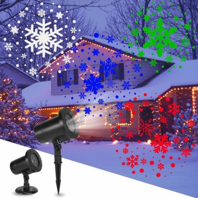 Topchances LED lampa sněhové vločky Projektor sněžení vodotěsný IP65 pro vnitřní a venkovní dekorace Vánoční večírek Svatba barevná sněhová vločka