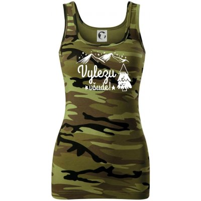 Vylezu všude hory dámské Maskáčové tílko Zelený maskáč – Zboží Dáma