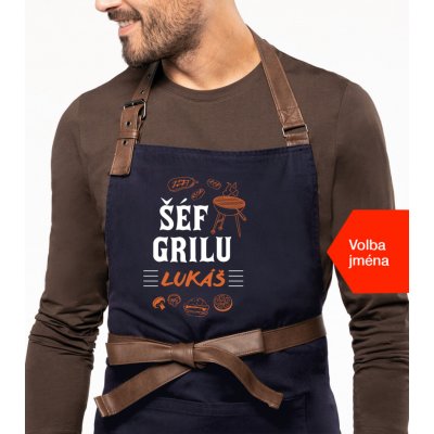 Kariban Zástěra na grilování se jménem Exclusive Šéf grilu Tmavě modrá Navy – Hledejceny.cz