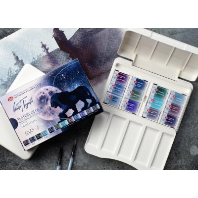 White Nights akvarelové barvy granulující 12ks sada – Zboží Dáma