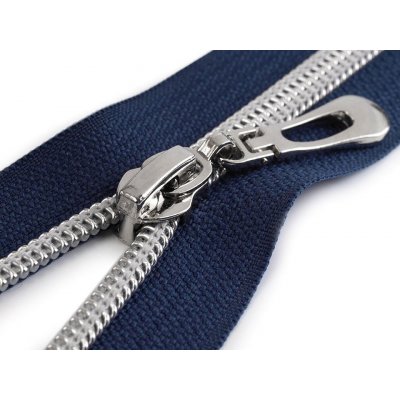 Prima-obchod Spirálový zip No 7 délka 60 cm se stříbrnými zoubky, barva 330 modrá tmavá – Zboží Mobilmania